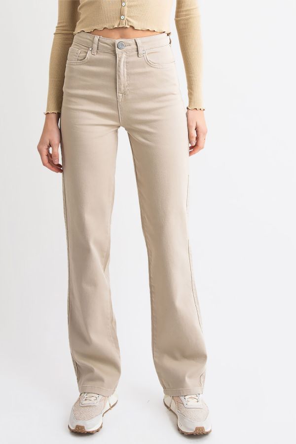 Høj taljede brede jeans - Rory Beige