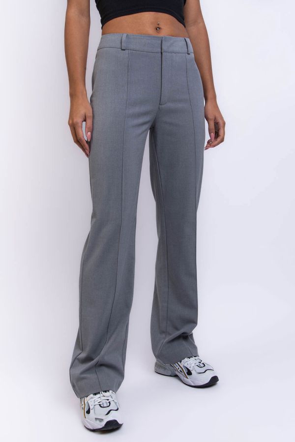 Midtaljede Habitbukser Uden Lommer - Hazel Grey Melange